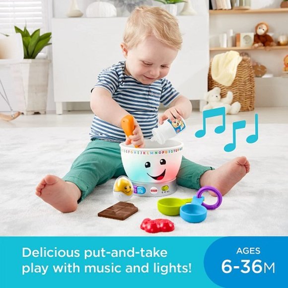 FISHER PRICE MIXING BOWL & FOOD Lights Music Sounds Educational Baby Toddler Toy - Picture 2 of 5